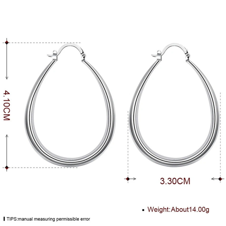 DOTEFFIL 925 Sterling Silver Smooth Circle 41mm Hoop Earrings For Women