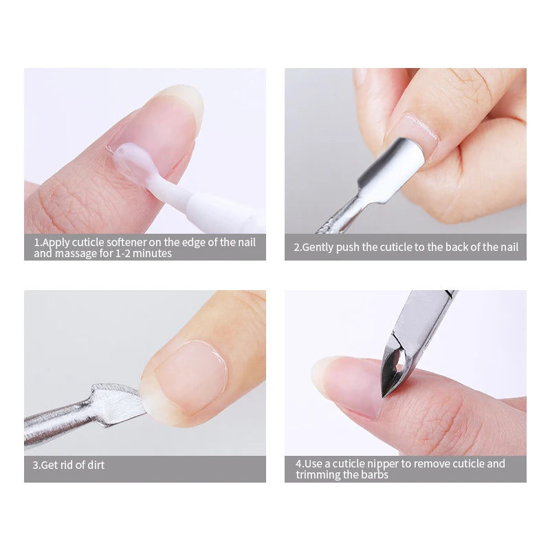 Double-ended Stainless Steel Cuticle Pusher Dead Skin Remover for Nail Care Tool