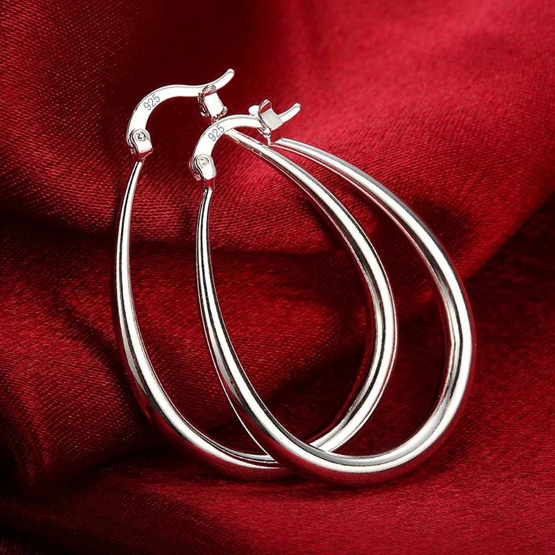 DOTEFFIL 925 Sterling Silver Smooth Circle 41mm Hoop Earrings For Women