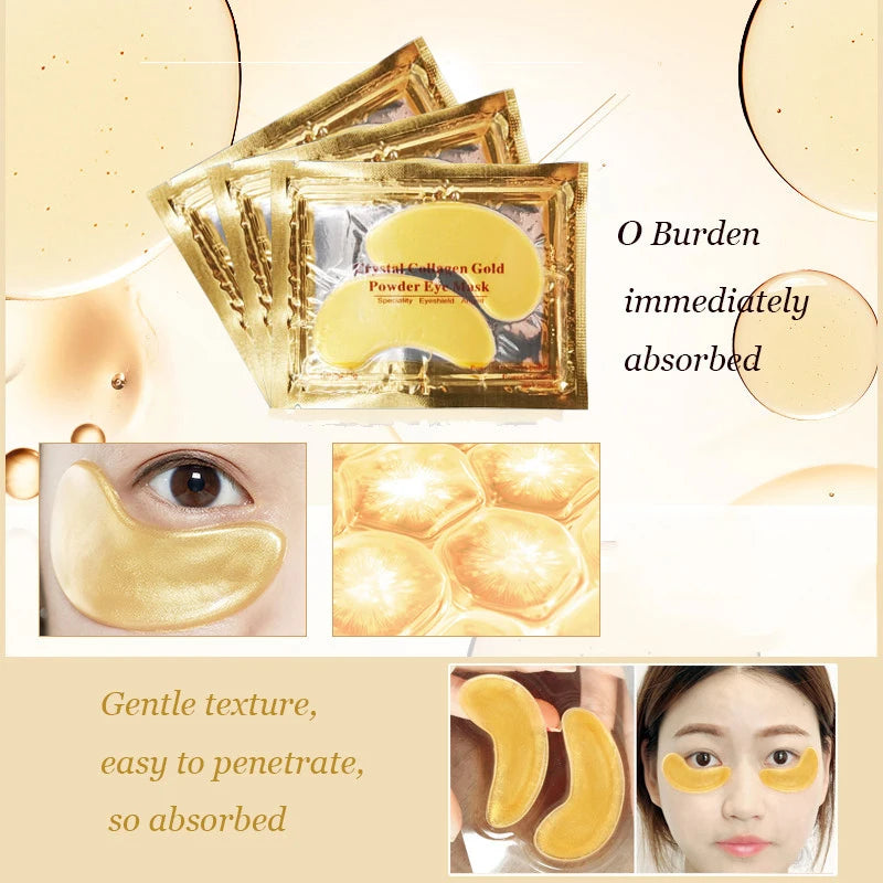 InniCare 40pcs Beauty Gold Crystal Collagen Patches For Eye Moisturizing Firming Eye Mask