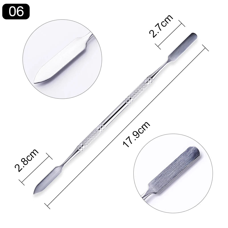 Double-ended Stainless Steel Cuticle Pusher Dead Skin Remover for Nail Care Tool