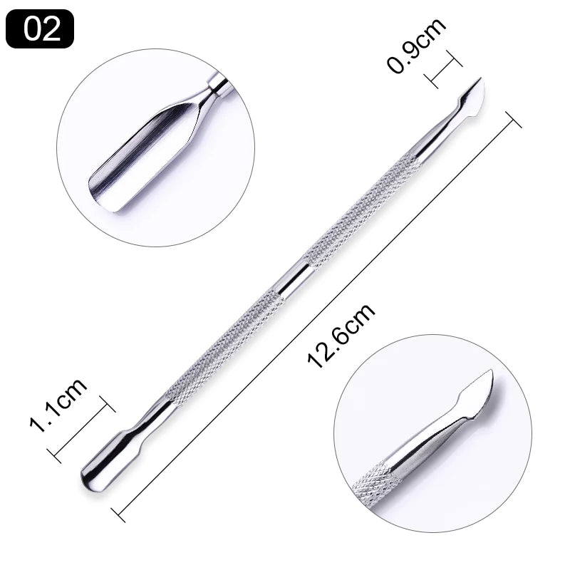 Double-ended Stainless Steel Cuticle Pusher Dead Skin Remover for Nail Care Tool