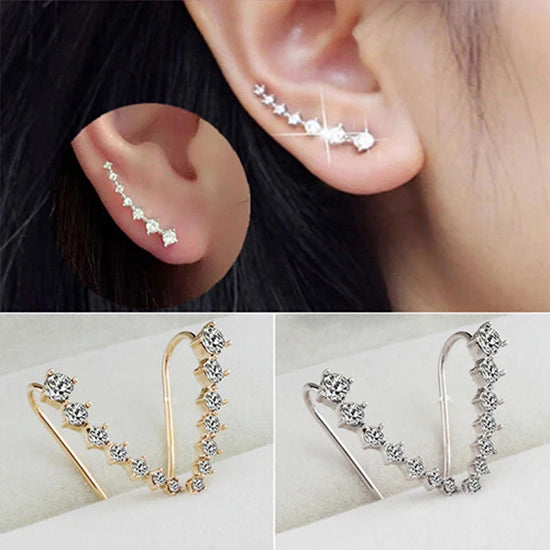 Crawlers Clear Rhinestone Earring For Women