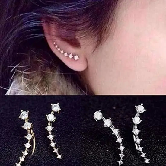 Crawlers Clear Rhinestone Earring For Women