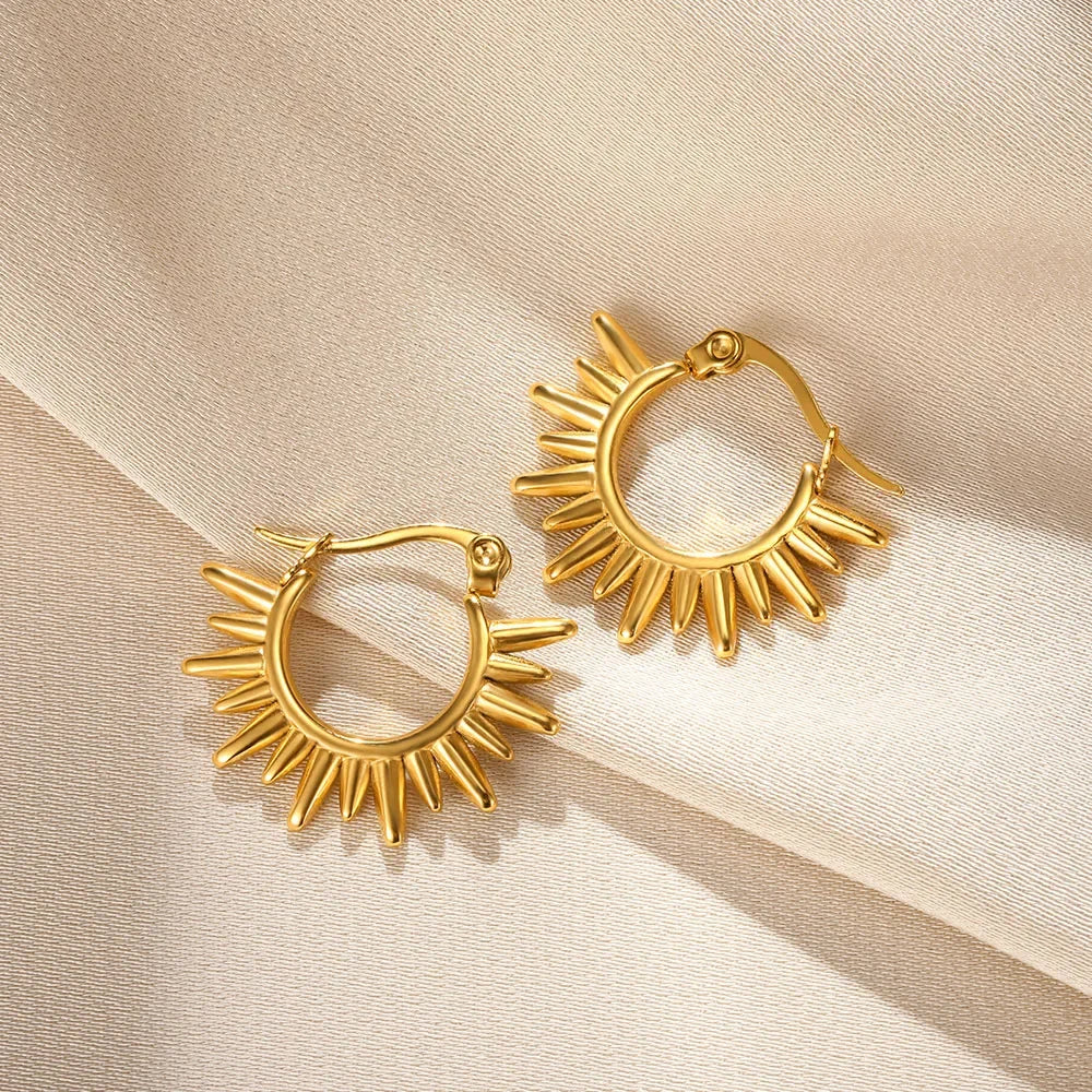 WaterProof Zircon Gold Color Hoop Earrings For Women