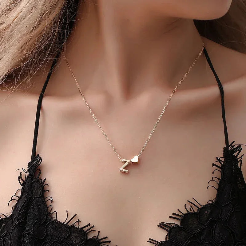 SUMENG Fashion Tiny Heart Letter Name Choker Necklace