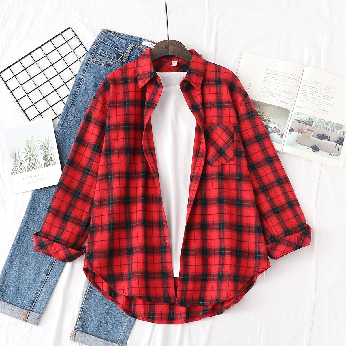 Autumn New Casual Women's Plaid Shirt Long Sleeve