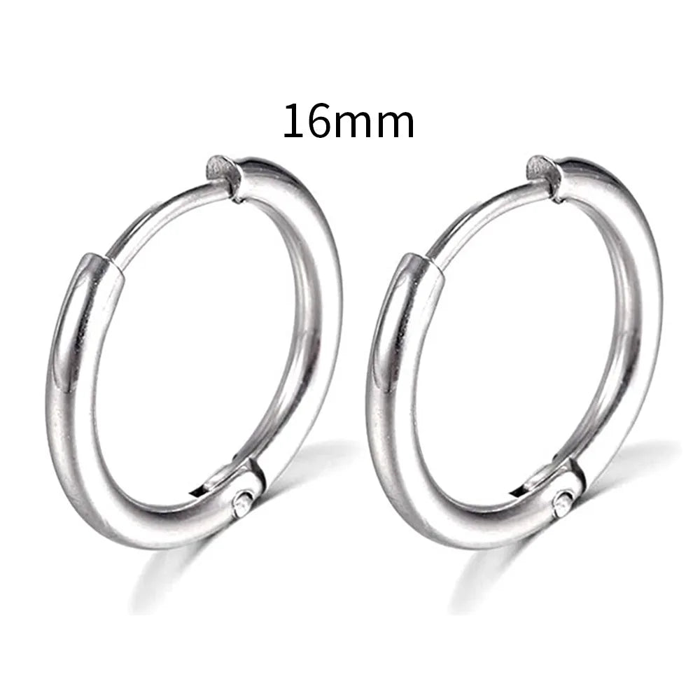 Simple Stainless Steel Small Hoop Earrings for Women