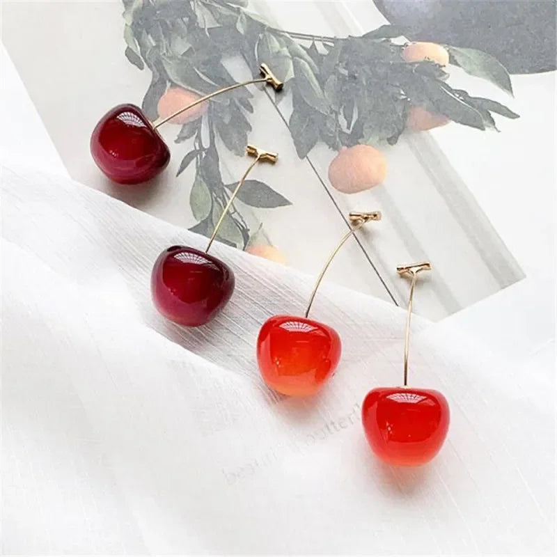 Small Fresh Sweet Red Cherry Fruit Earrings for Women