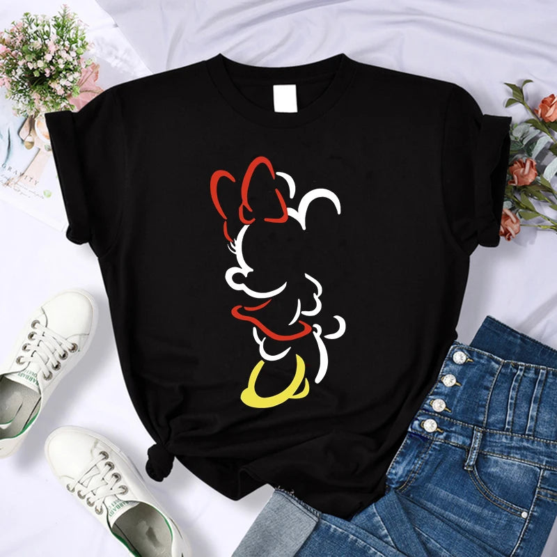 90s Y2k Mickey Print T-shirts for Women Fashion