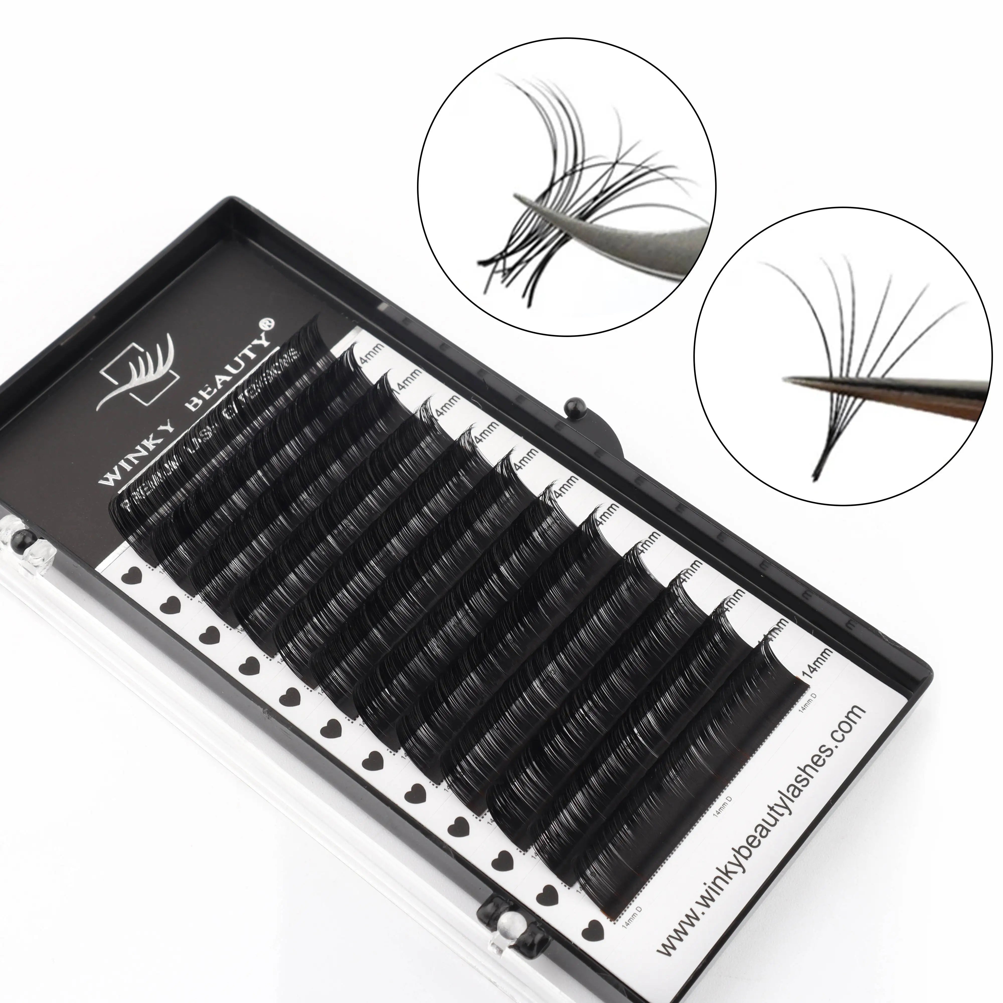 Winky Beauty Custom Your Logo Individual Eyelash Extension Silk Lashes Russian Volume Classic Eyelash Extensions for Makeup