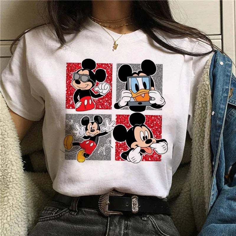 90s Y2k Mickey Print T-shirts for Women Fashion