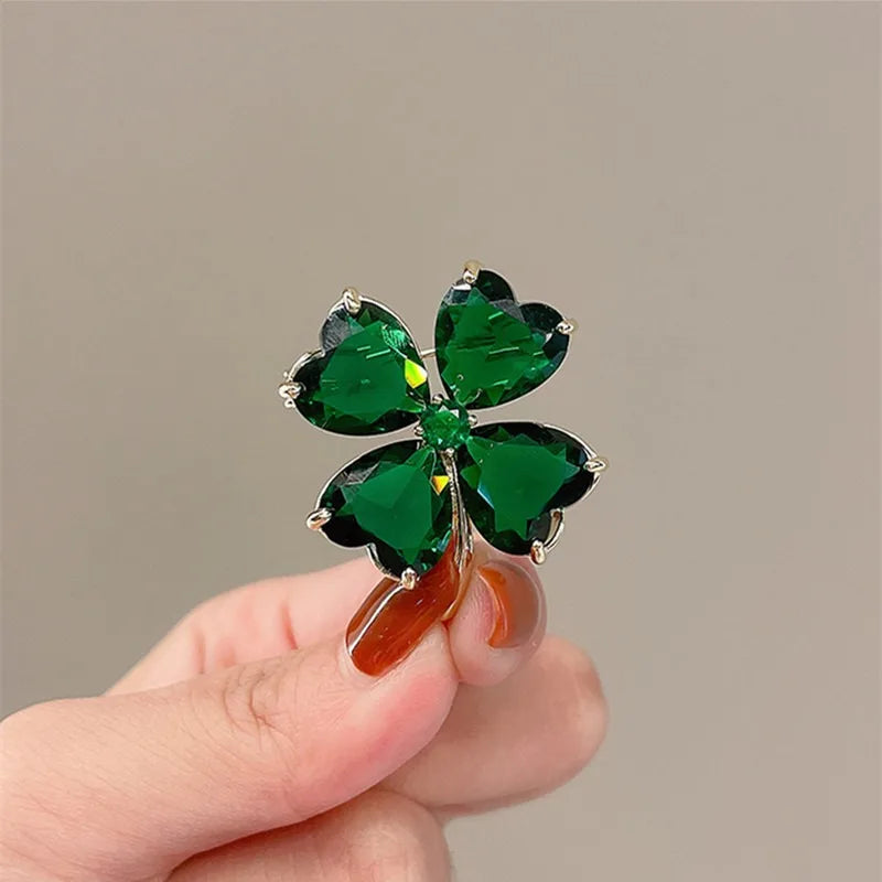 French Lucky Four-leaf Clover Brooch  for Women Wedding Dress Jewelry