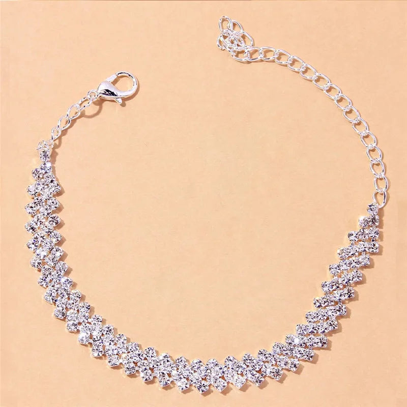 Fashionable Shining Cubic Zirconia Chain Anklet for Women