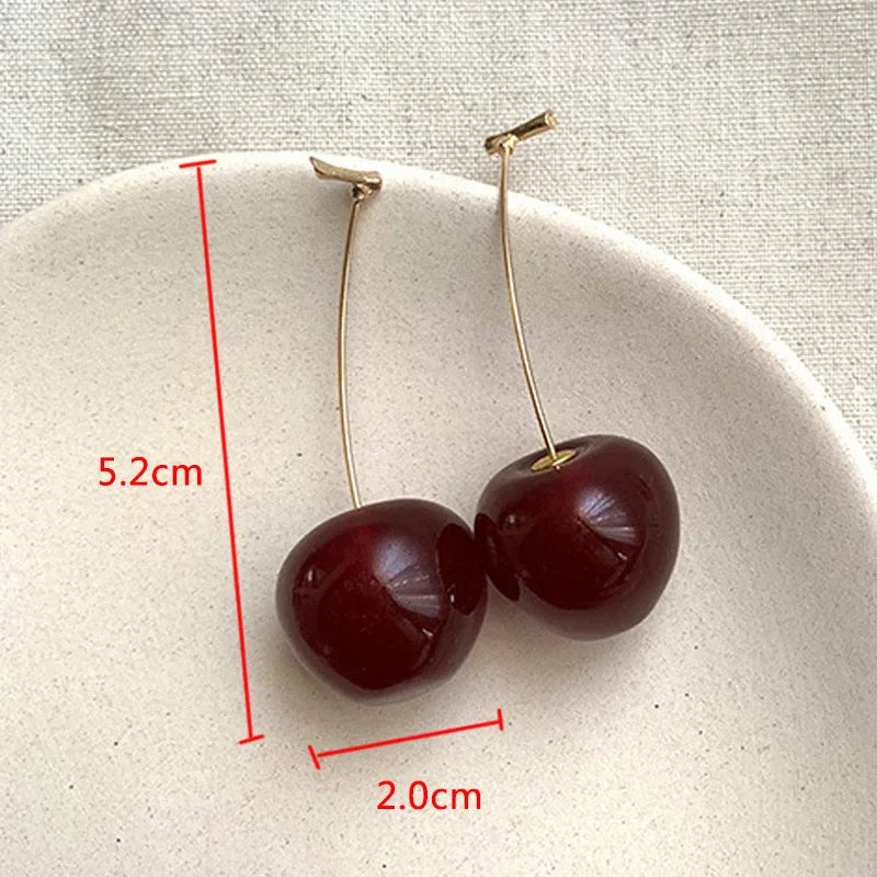 Small Fresh Sweet Red Cherry Fruit Earrings for Women