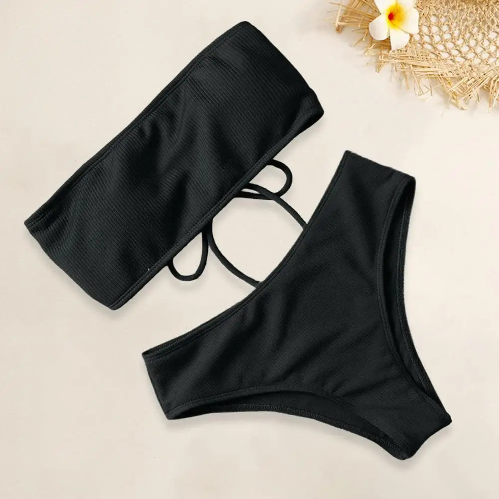 1 Set Lady Swimwear Soft Padded Bra Bathing Suit Split Bikini