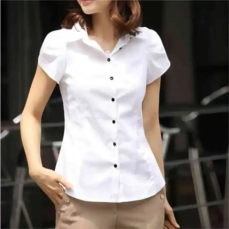 2024 Summer Black White Ladies Short Sleeve Shirts