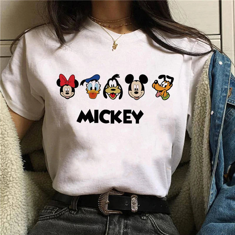 90s Y2k Mickey Print T-shirts for Women Fashion