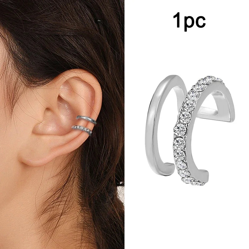 LATS Delicate Zircon Buckle Ear Cuff Fake Earrings For Female