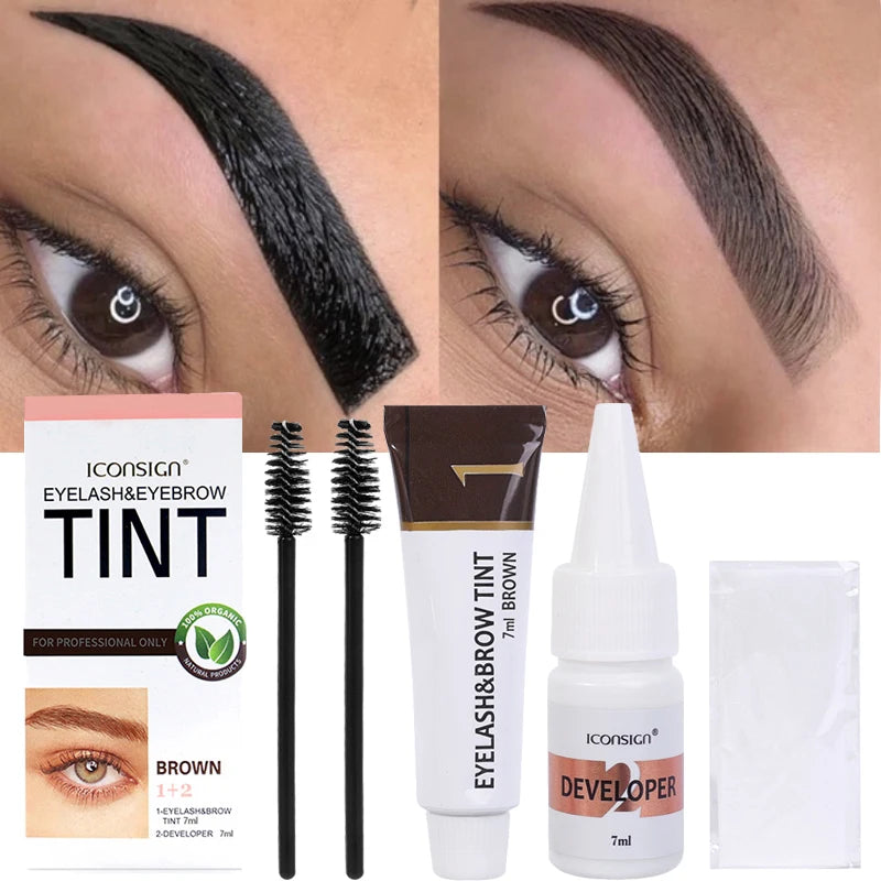 Waterproof Semi Permanent Eyelash Eyebrow Dye Tint Kit 2 in 1