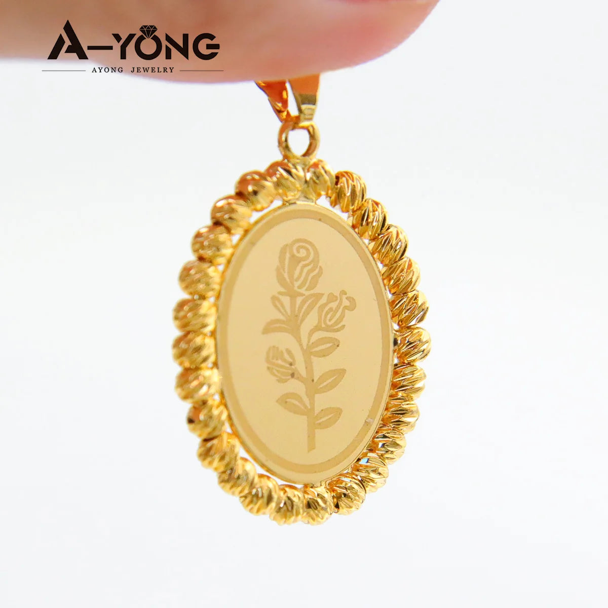 AYONG Arab Gold Pendant 18k Gold Plated Dubai Turkish Oval Necklace