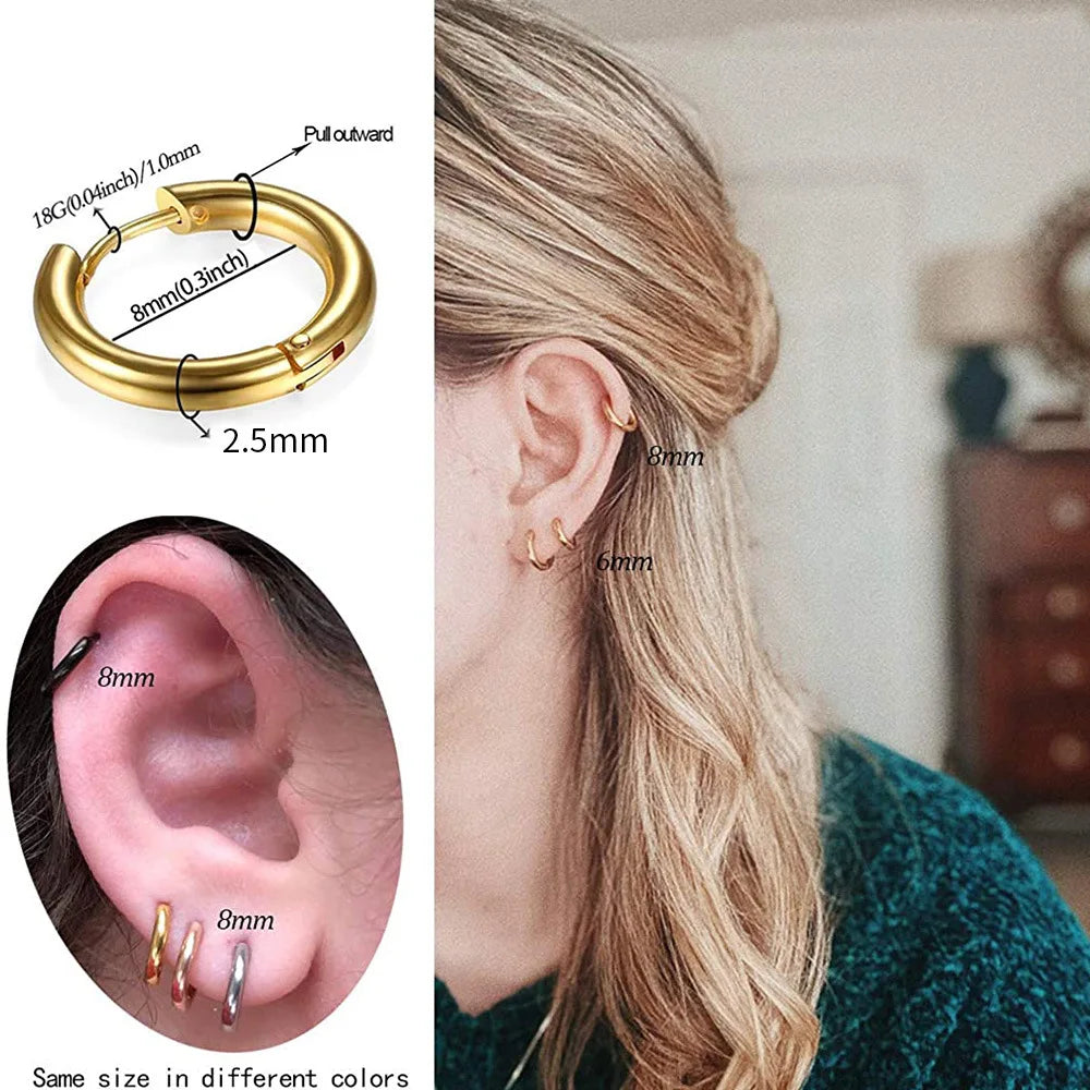 Simple Stainless Steel Small Hoop Earrings for Women