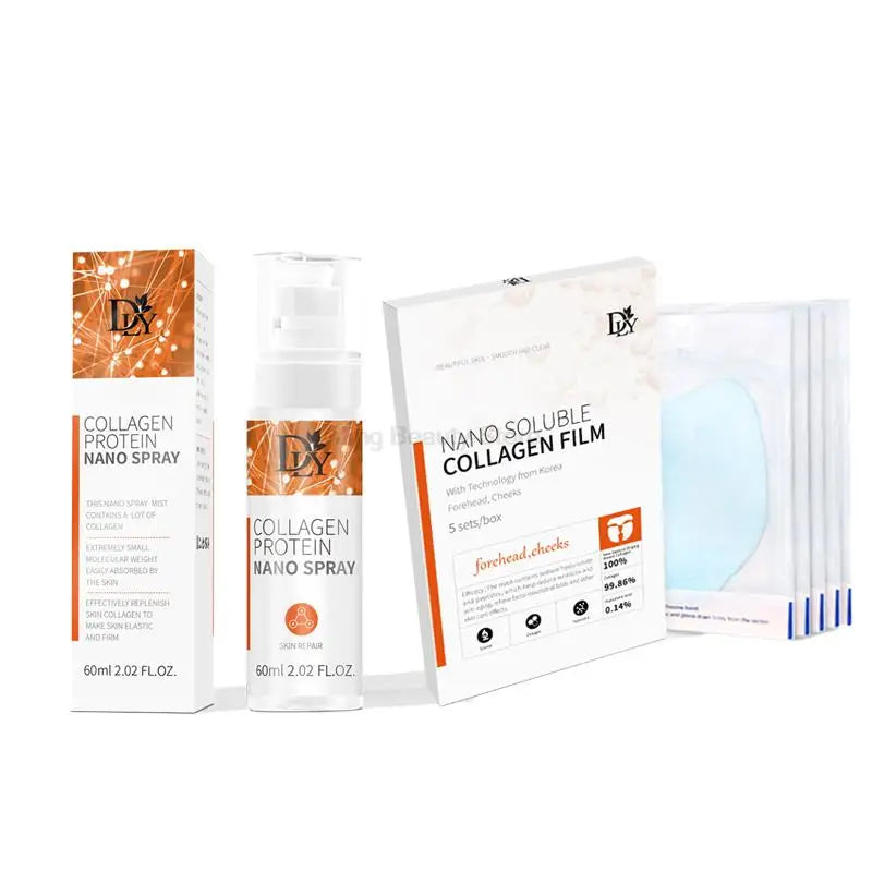 Nano Hydrolyzed Collagen Protein Film Mask Face Serum Spray Set