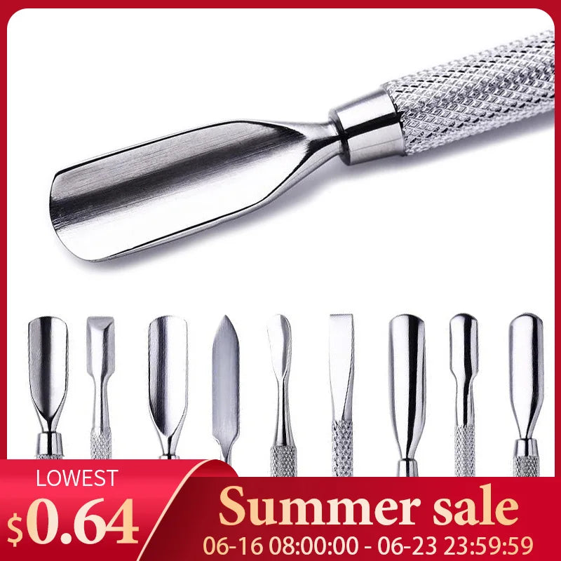 Double-ended Stainless Steel Cuticle Pusher Dead Skin Remover for Nail Care Tool