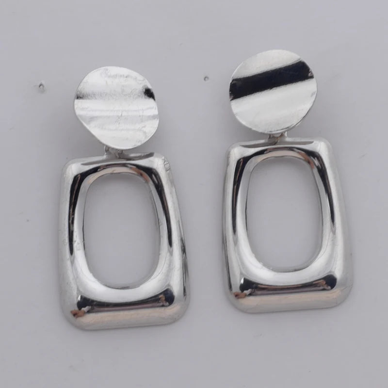 European Fashion Round Hollow Out Square Oval Drop Earrings for Women