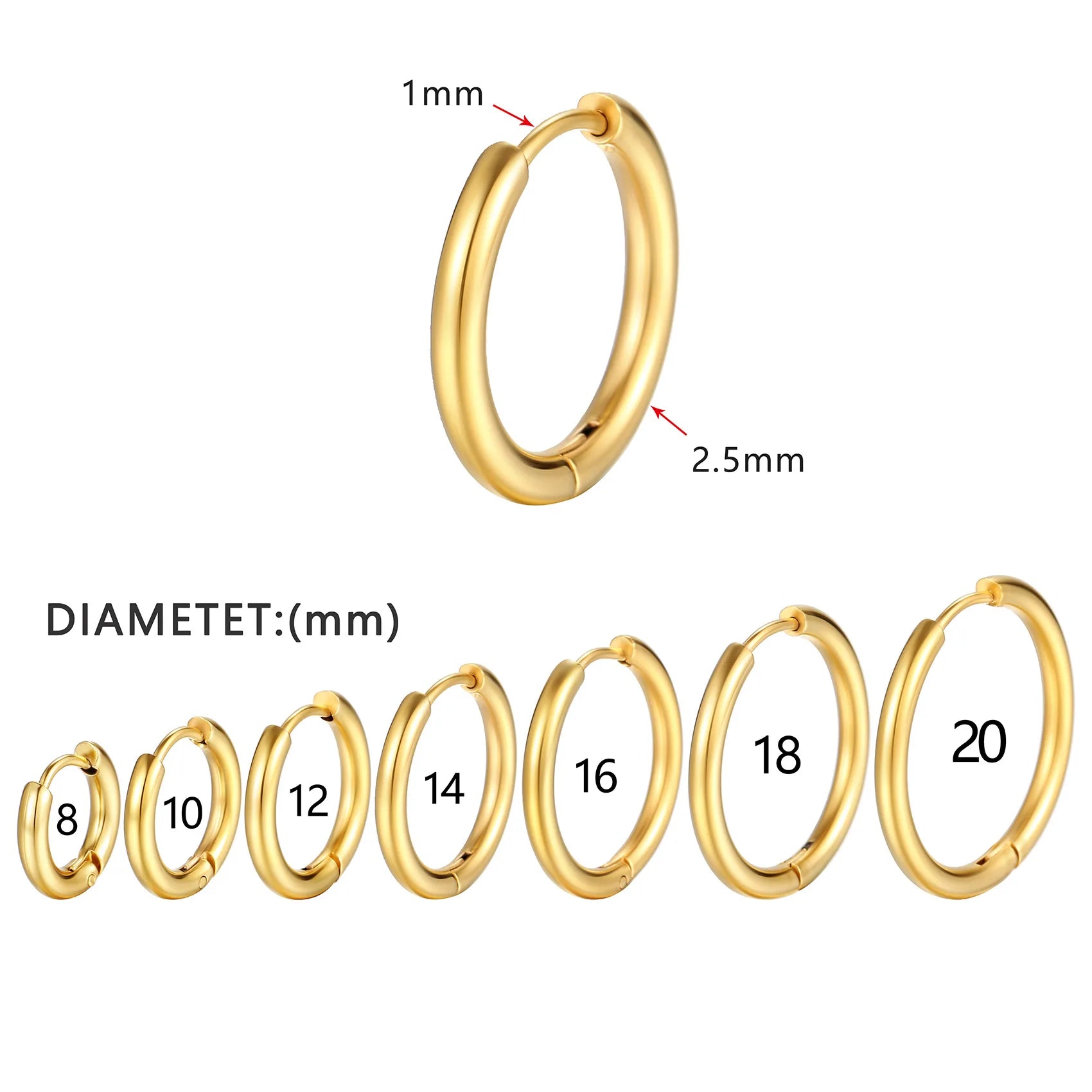 Simple Stainless Steel Small Hoop Earrings for Women