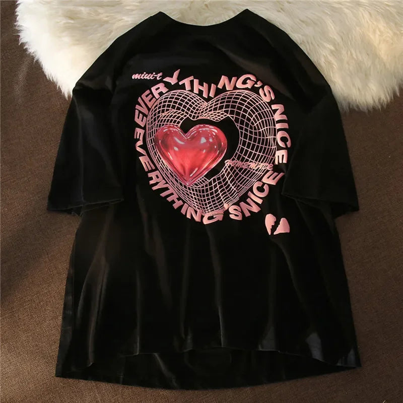 Love Print Women's T-Shirt Streetwear