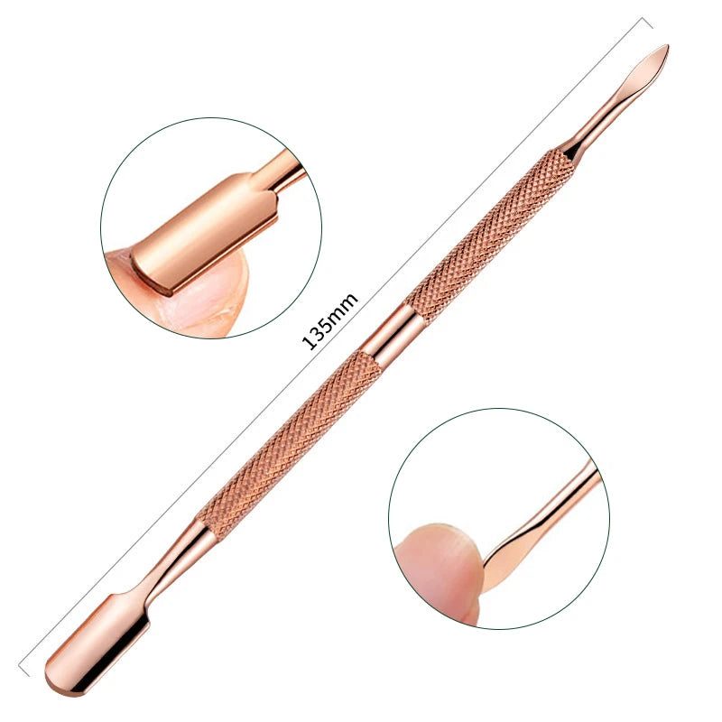 Double-ended Stainless Steel Cuticle Pusher Dead Skin Remover for Nail Care Tool