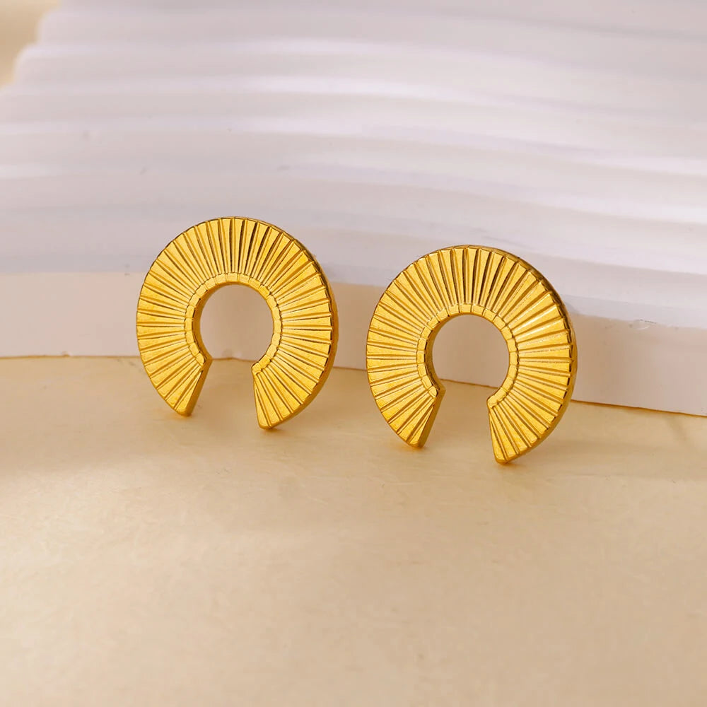 WaterProof Zircon Gold Color Hoop Earrings For Women