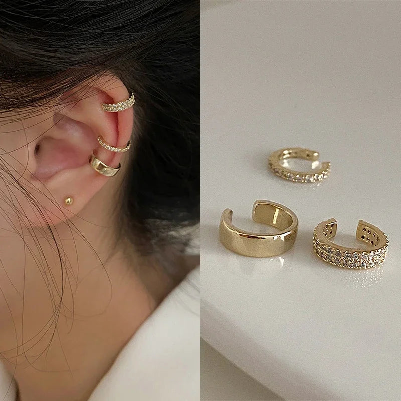 LATS Delicate Zircon Buckle Ear Cuff Fake Earrings For Female