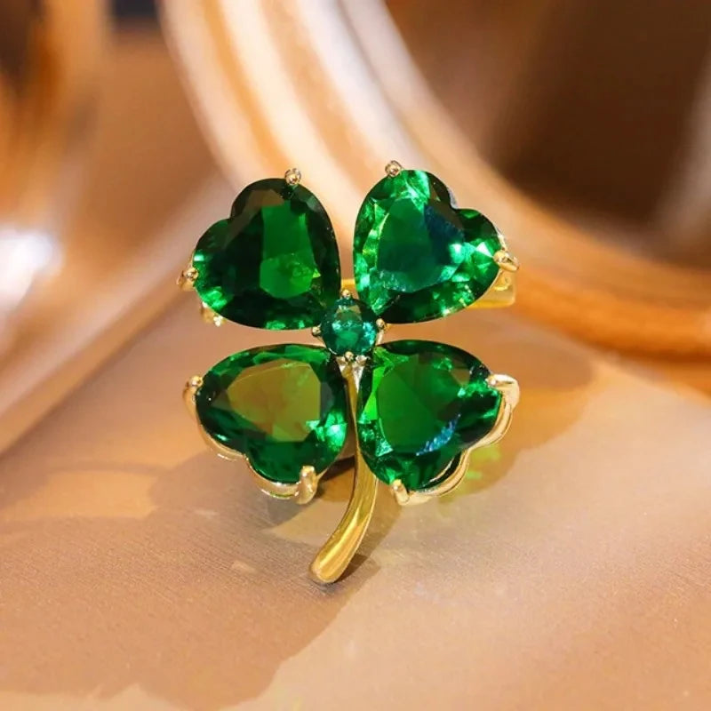 French Lucky Four-leaf Clover Brooch  for Women Wedding Dress Jewelry