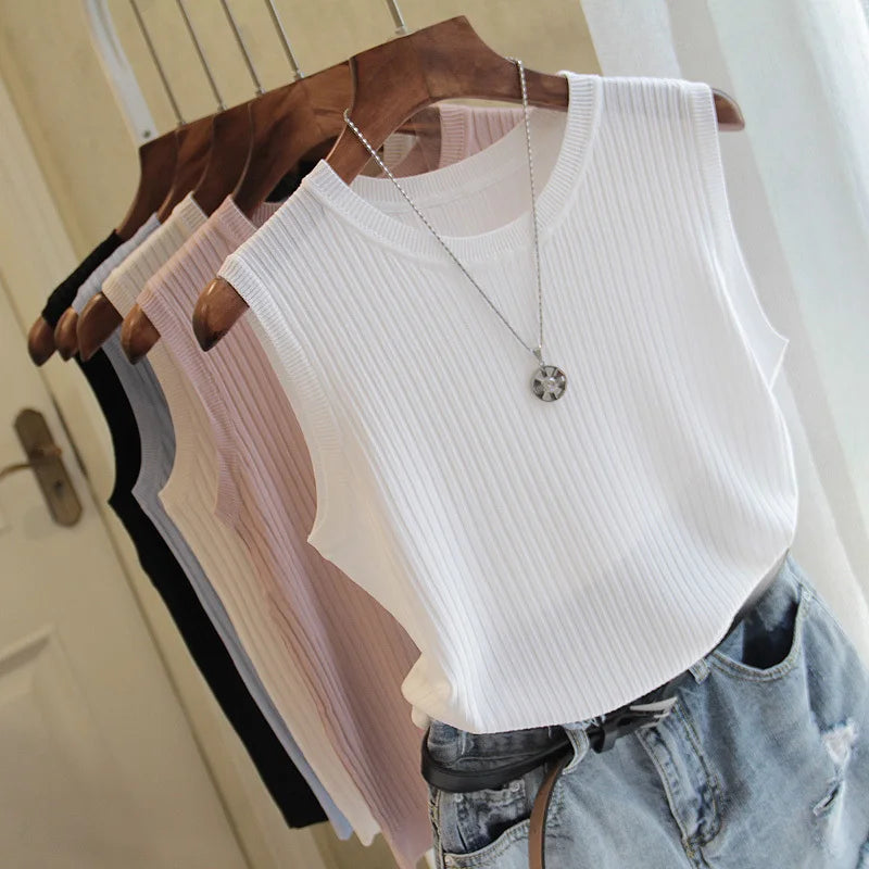 Summer Women O-neck Knitted Blouse Shirt