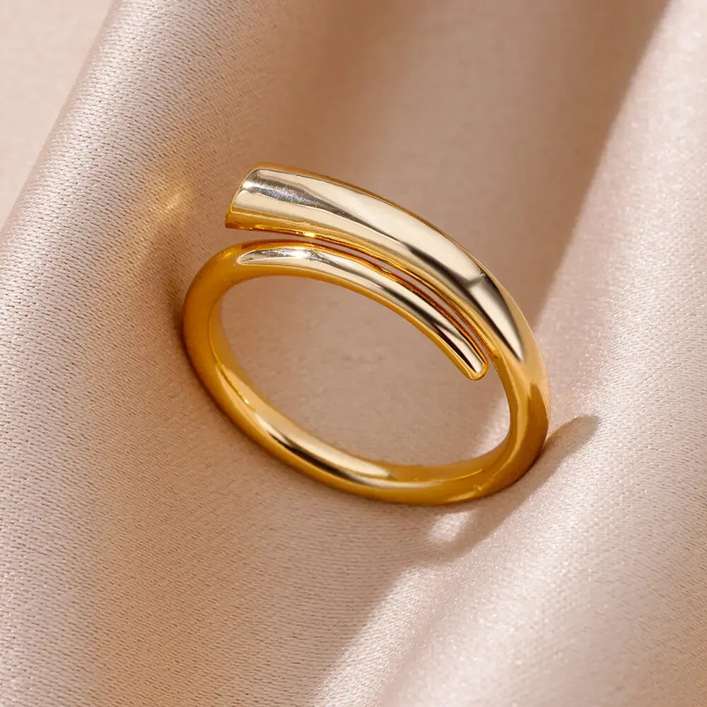 Stainless Steel Aesthetic Heart Gold Color Wedding Ring