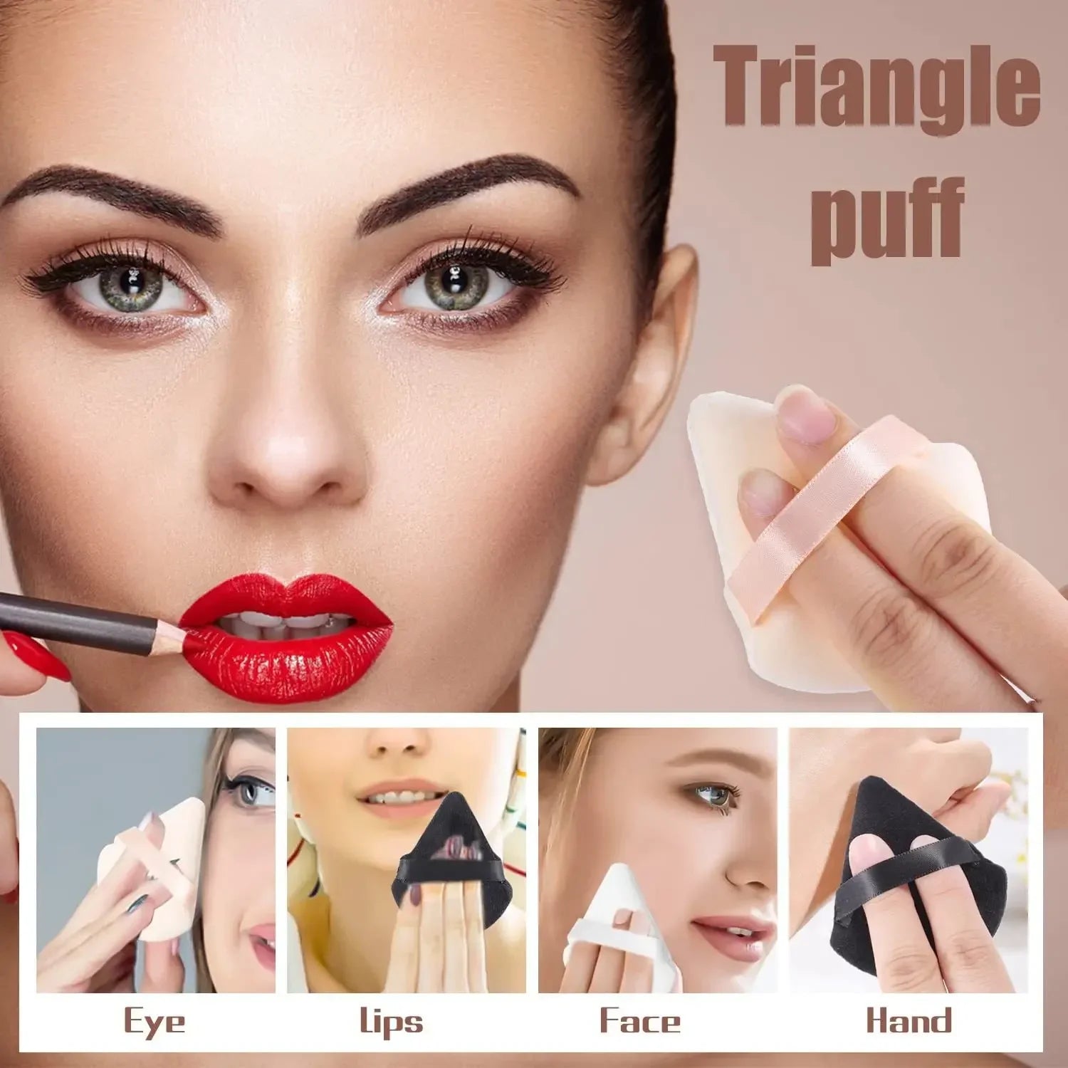 1/3/6Pcs Triangle Velvet Make Up Powder Puff