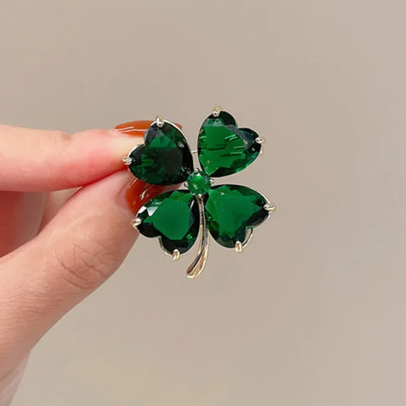 French Lucky Four-leaf Clover Brooch  for Women Wedding Dress Jewelry