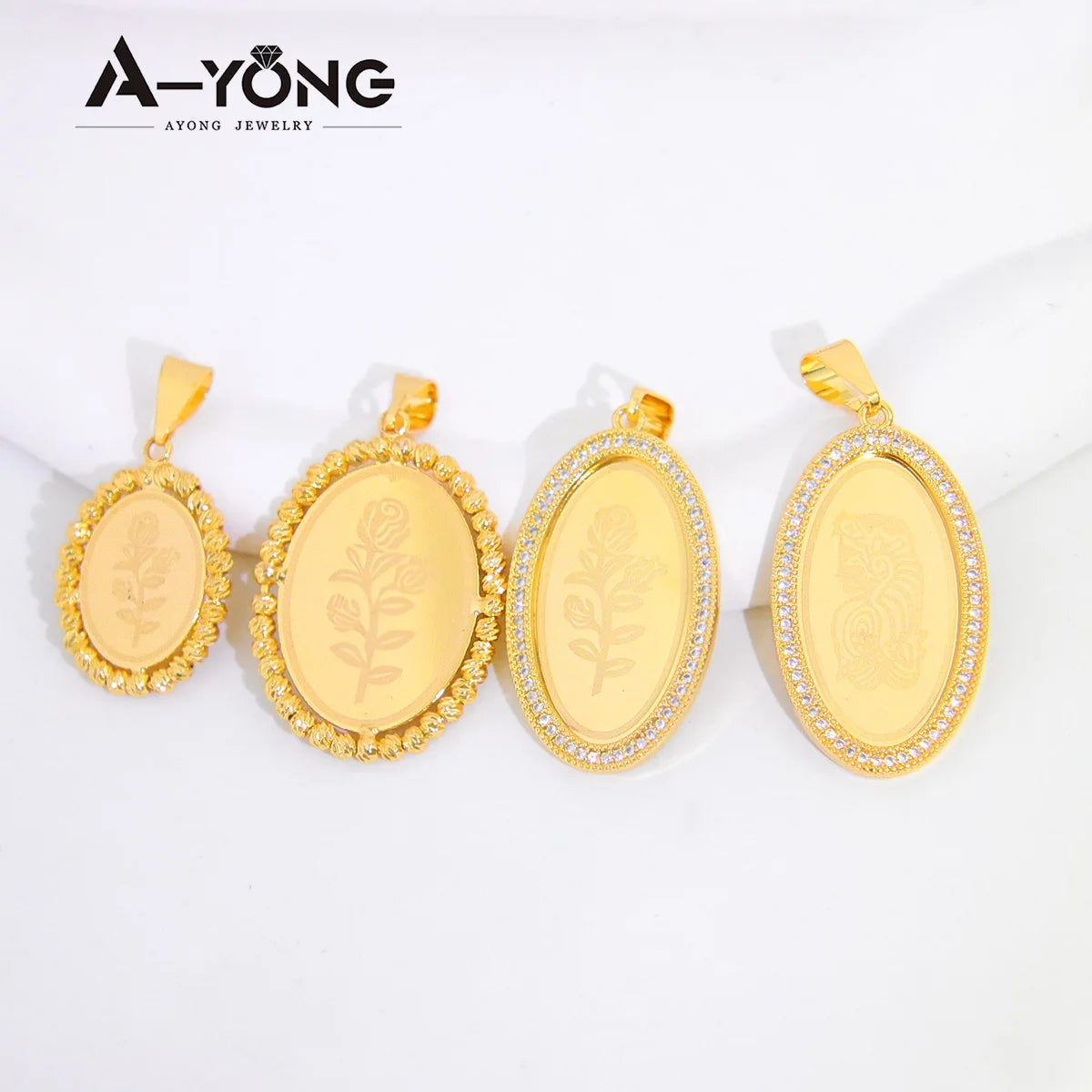 AYONG Arab Gold Pendant 18k Gold Plated Dubai Turkish Oval Necklace