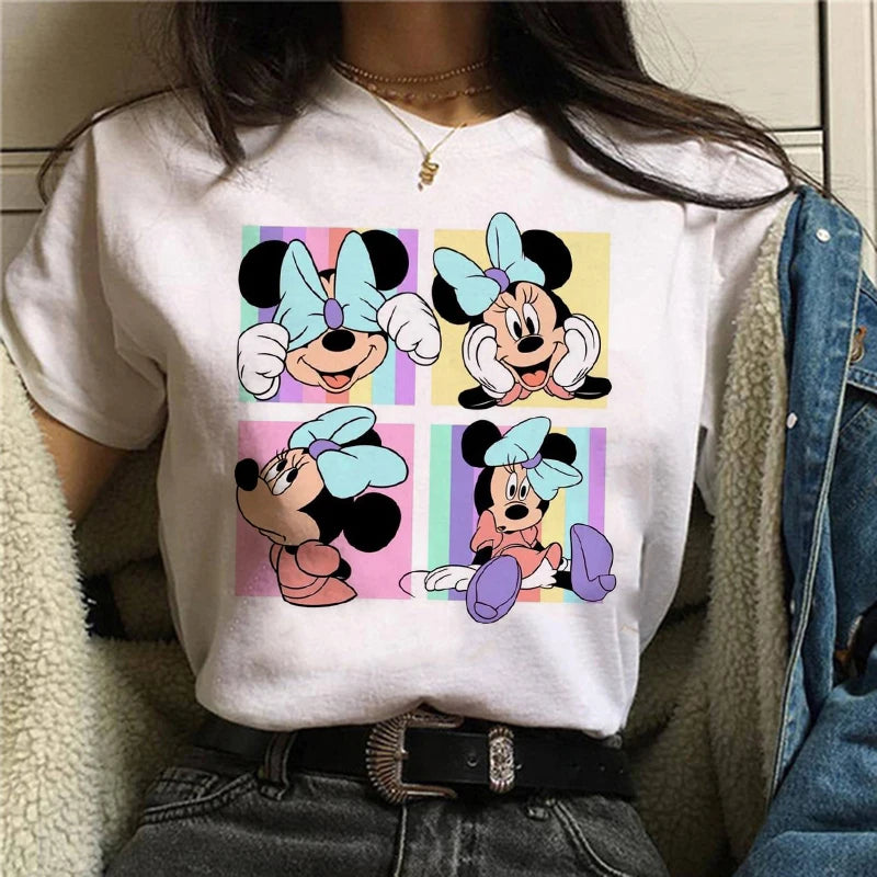 90s Y2k Mickey Print T-shirts for Women Fashion