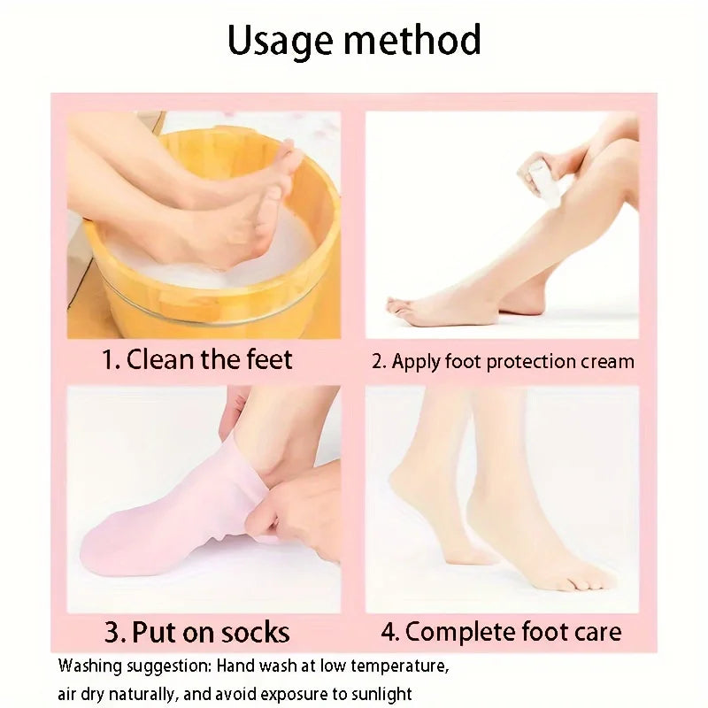 2 Pack Moisturizing Silicone Gel Socks for Dry Cracked Feet