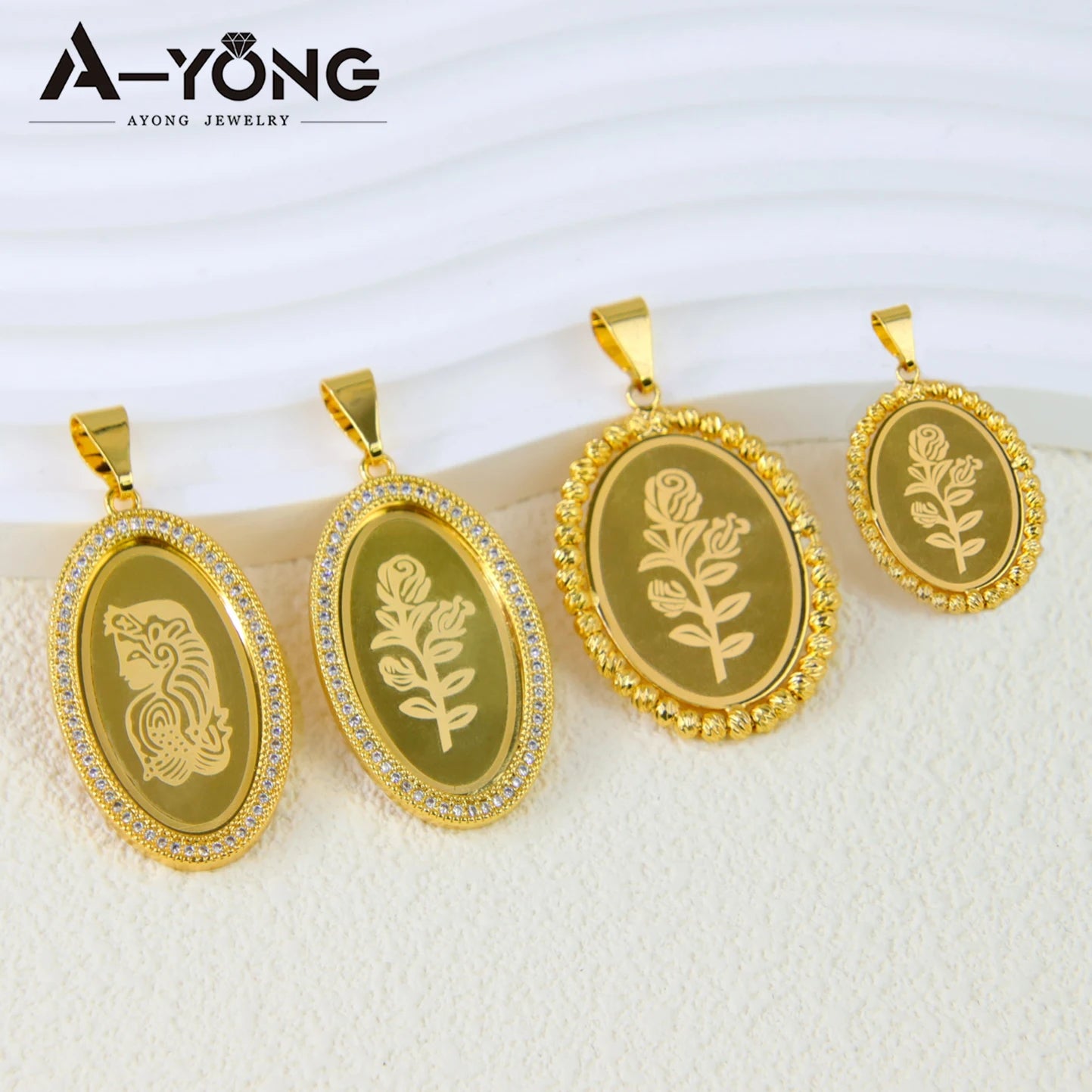 AYONG Arab Gold Pendant 18k Gold Plated Dubai Turkish Oval Necklace