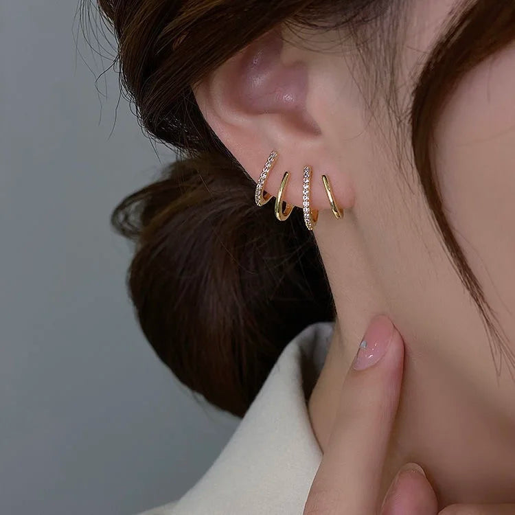 Korean Vintage Pearl Crystal Earrings For Women