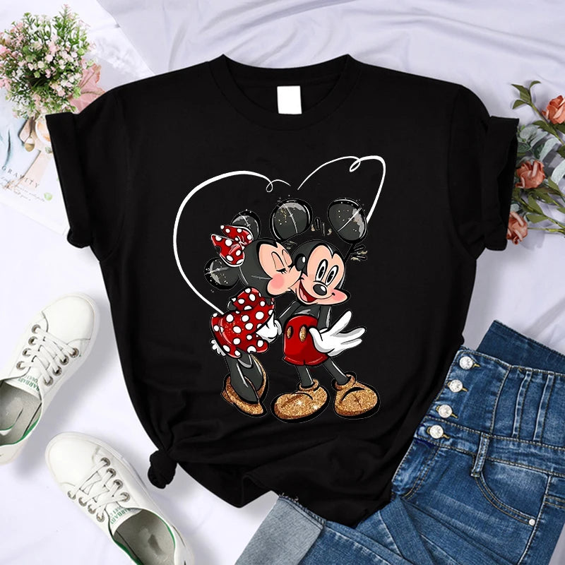 90s Y2k Mickey Print T-shirts for Women Fashion