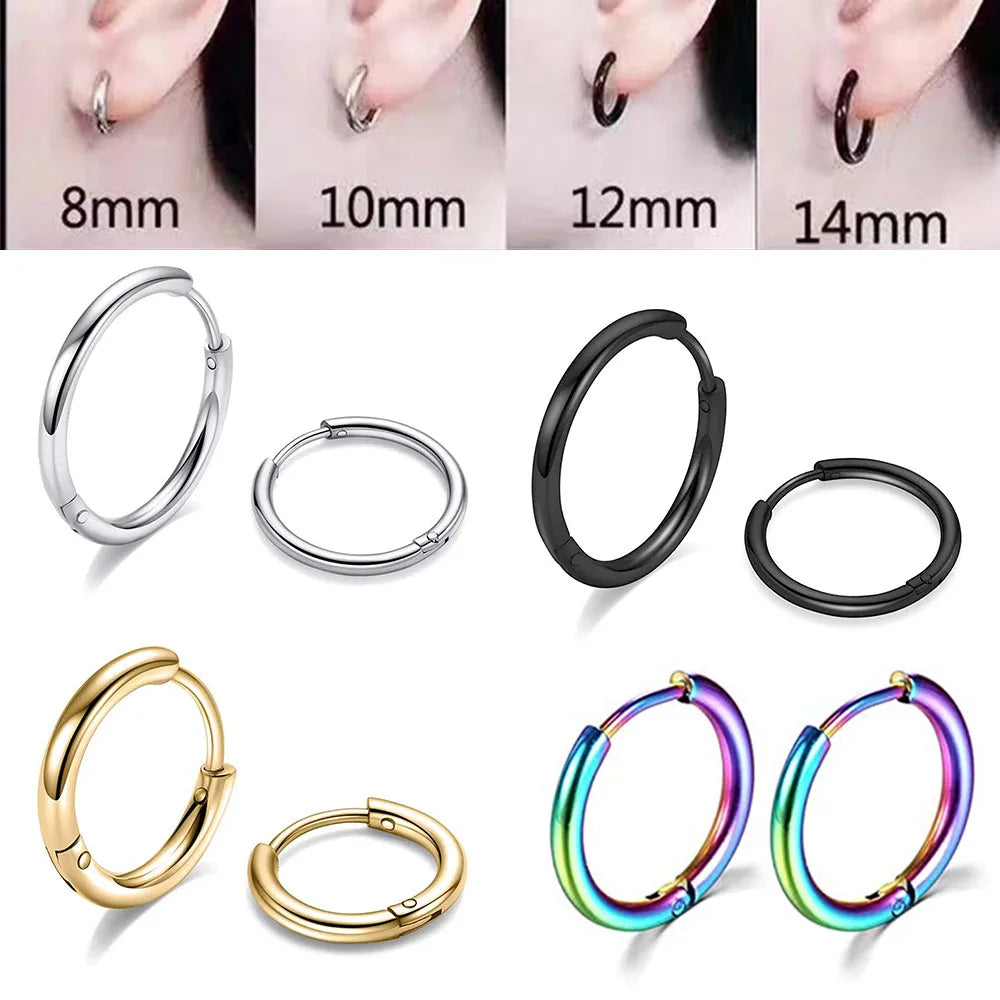 Simple Stainless Steel Small Hoop Earrings for Women