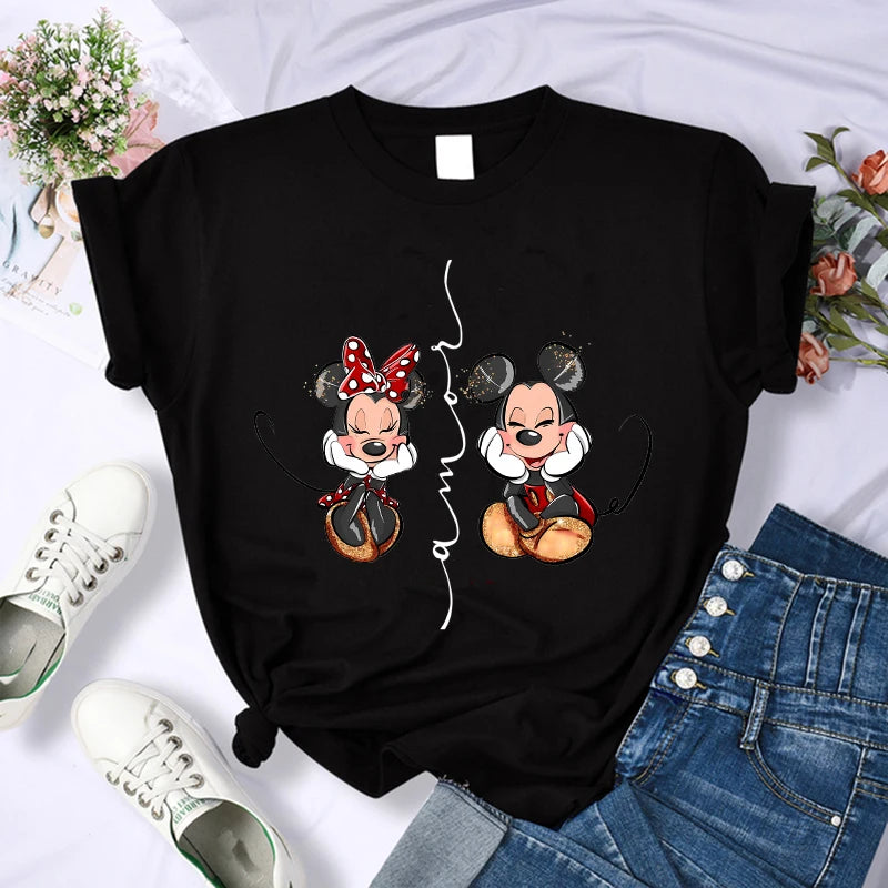 90s Y2k Mickey Print T-shirts for Women Fashion