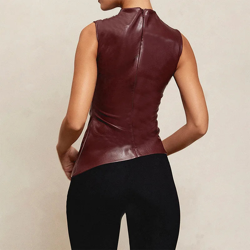 Gtpdpllt PU Leather High Fashion Tank Top