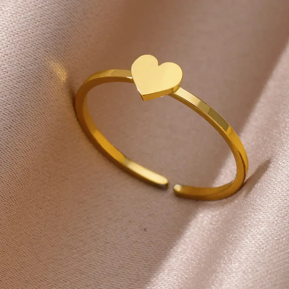 Stainless Steel Aesthetic Heart Gold Color Wedding Ring