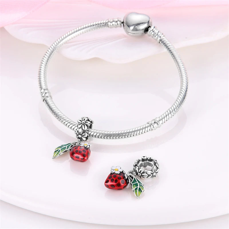 Exquisite And Cute Fruit Strawberry Charm Beads Fits Pandora Bracelet For Women